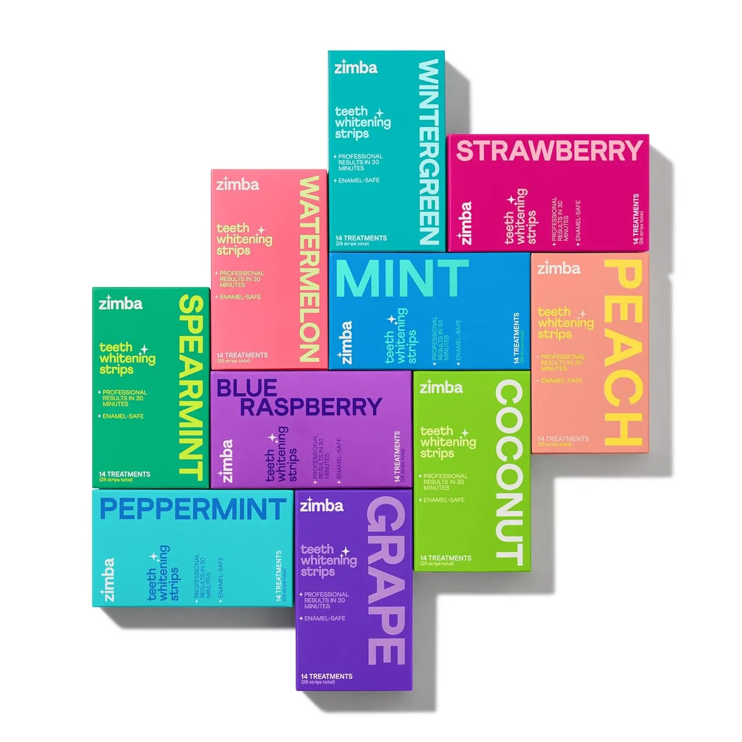 Zimba teeth whitening strips gently whiten sensitive teeth with natural coconut and mint oil, removing stains from coffee, tea, and wine for a brighter, confident smile in just 30 minutes.